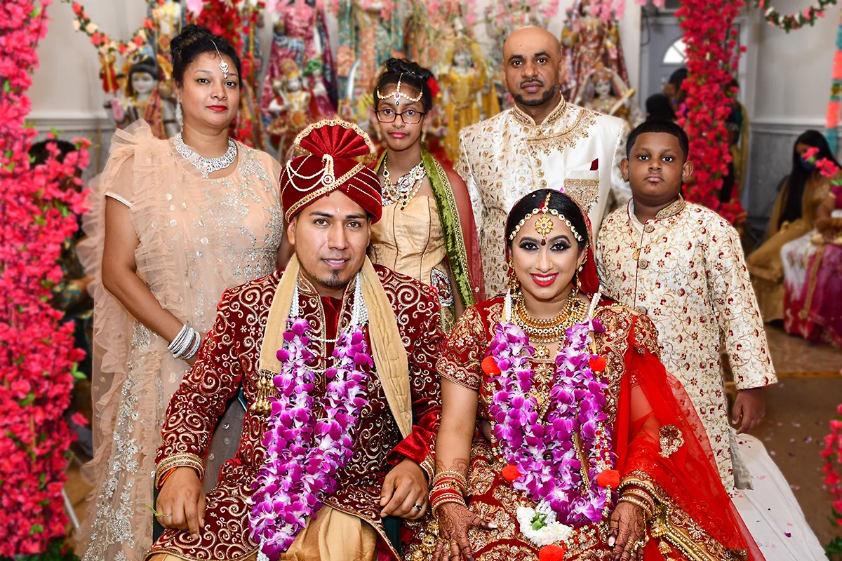 Guyanese Hindu bride and groom portrait in Houston