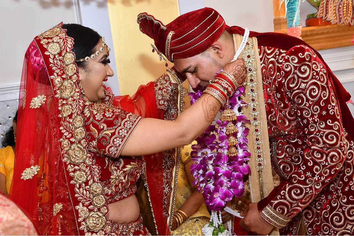 Jai Mala during a Guyanese Hindu wedding in Houston