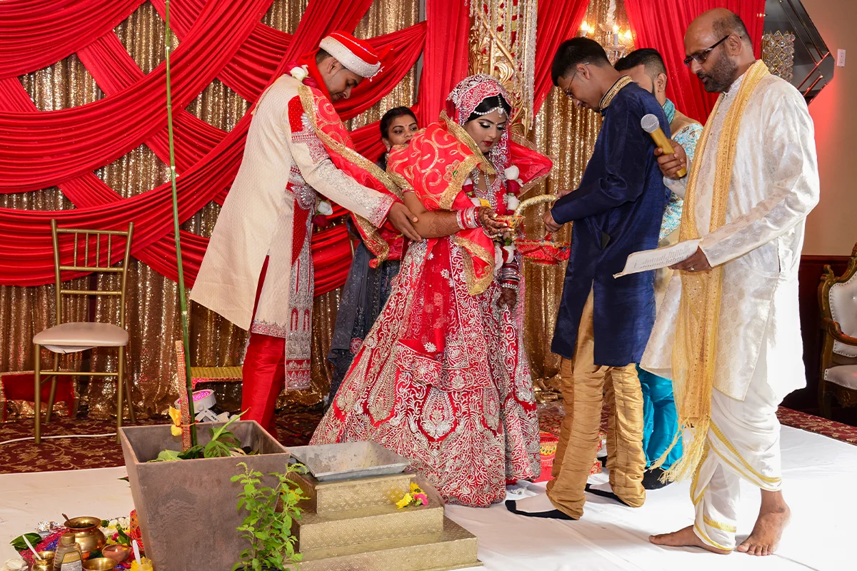 Saptapadi during a Guyanese Hindu wedding in Houston