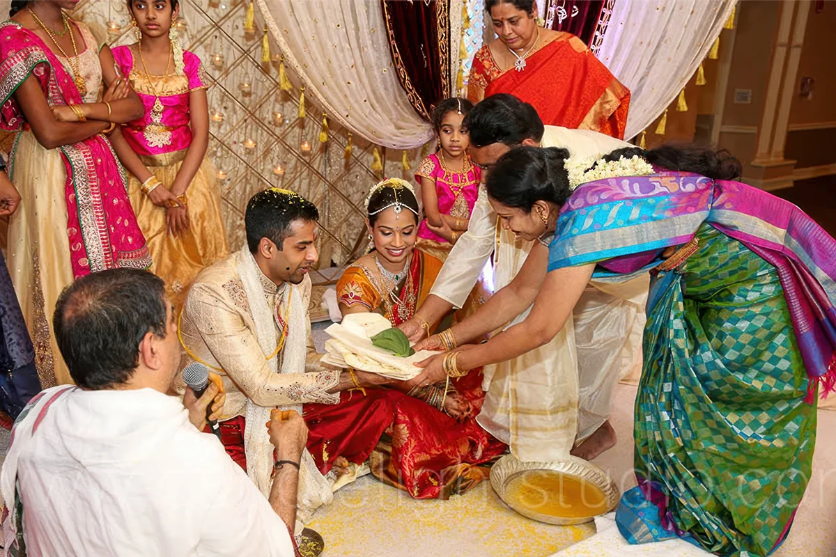 Kanyadaan ritual at an Indian Hindu wedding in Houston