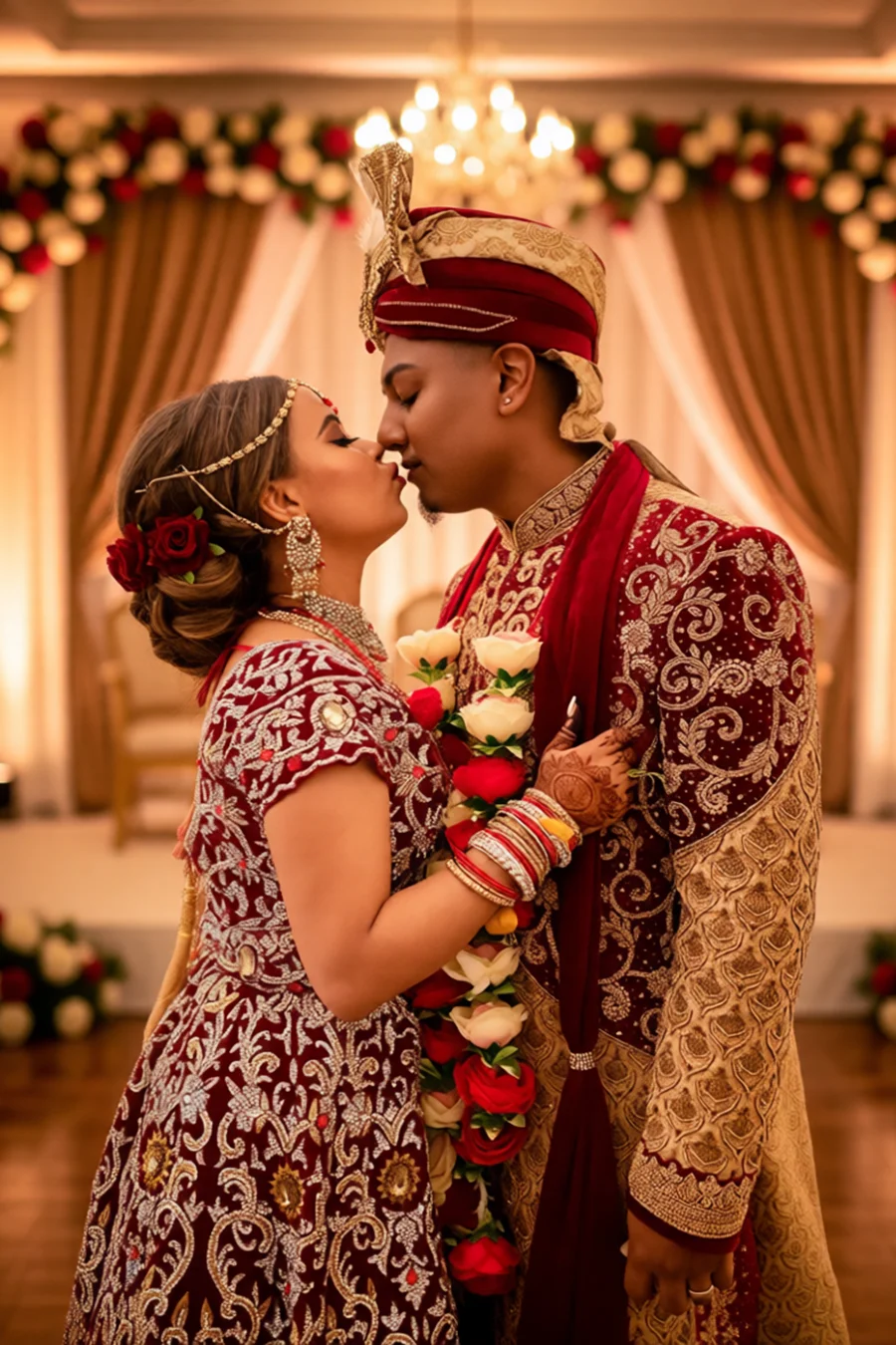 Guyanese Indian bride and groom portrait