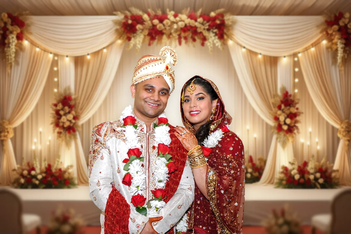 Bangladeshi Muslim wedding couple portrait in Houston