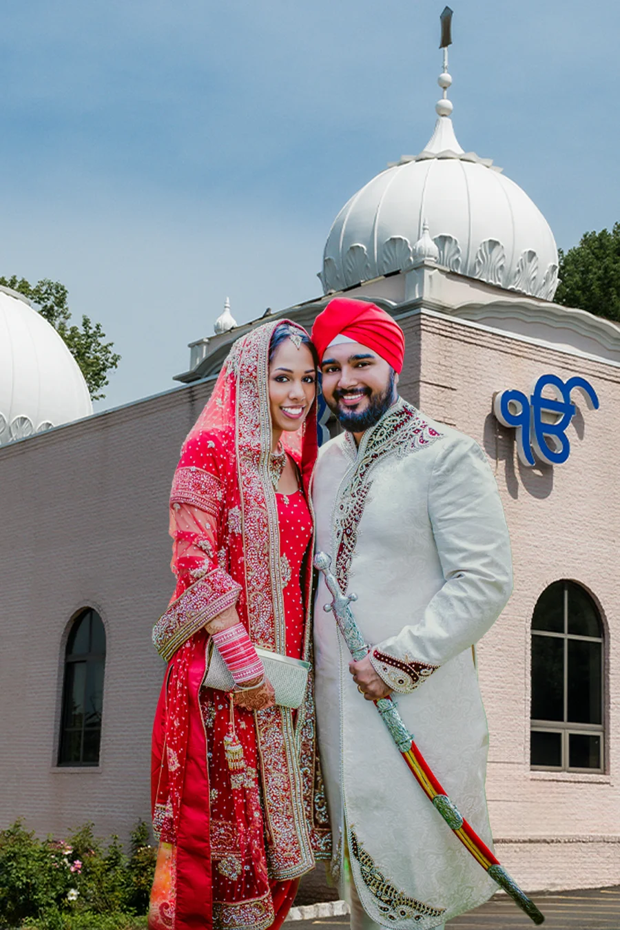 Punjabi Sikh bride and groom portrait in Houston