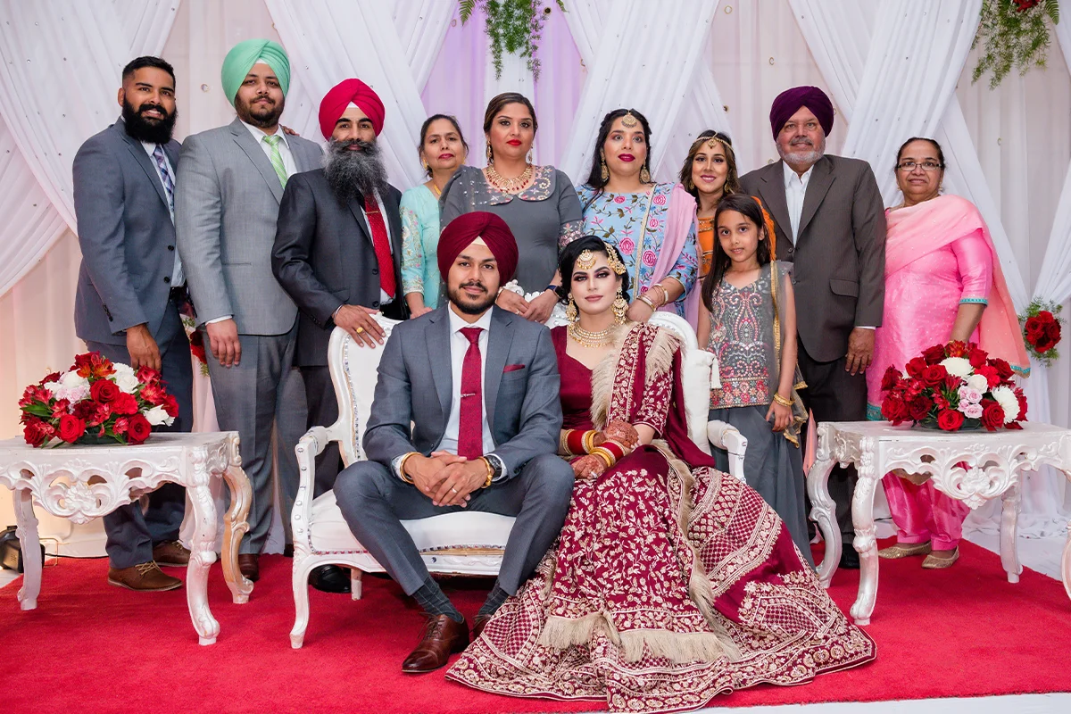 Punjabi Sikh reception family portraits in Houston