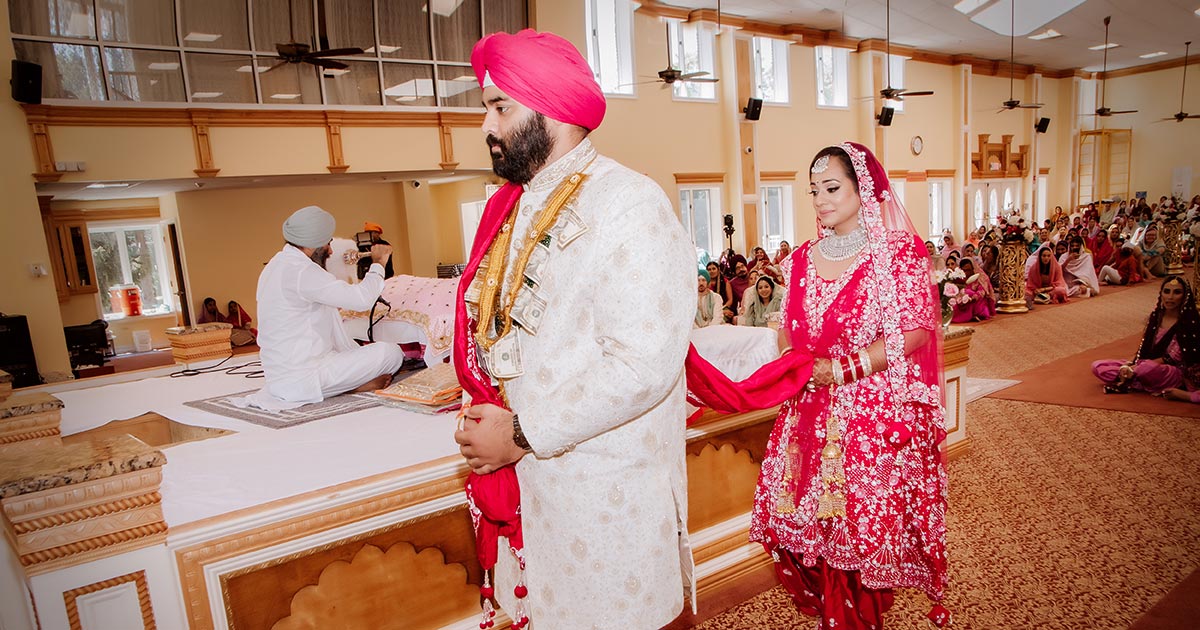 Punjabi couple during Anand Karaj ceremony captured by Candlelight Studio
