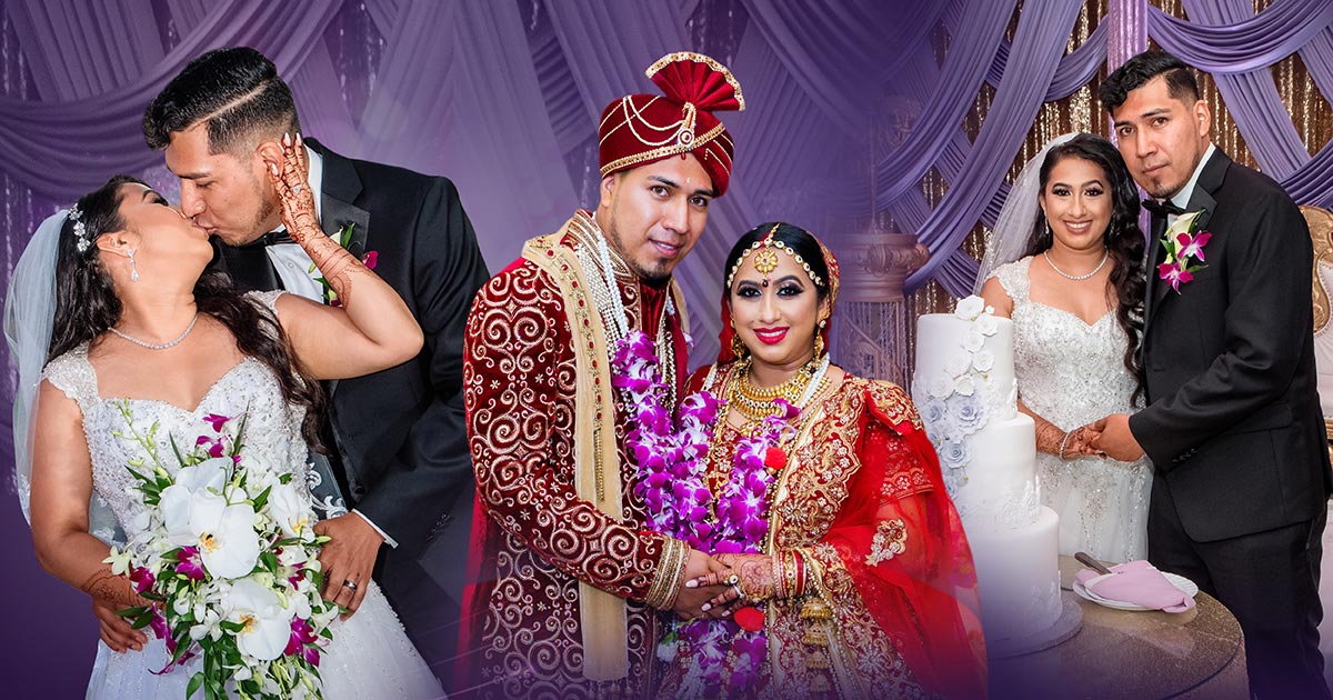 Loving gaze between bride and groom at an Indian wedding ceremony