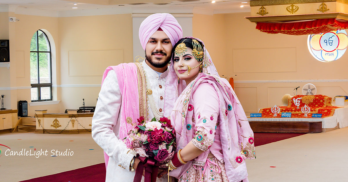 Indian bride and groom in a breathtaking creative pose captured by CandleLight Studio.