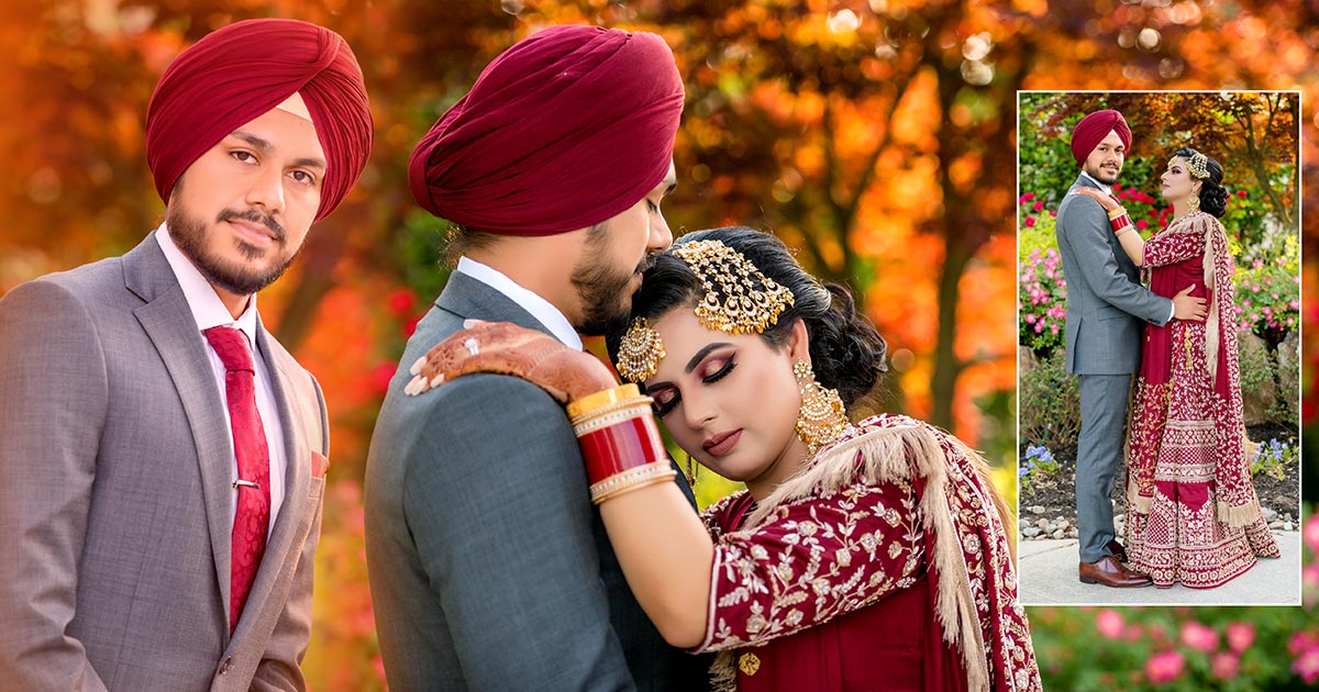 Indian bride and groom in a loving embrace in New Jersey